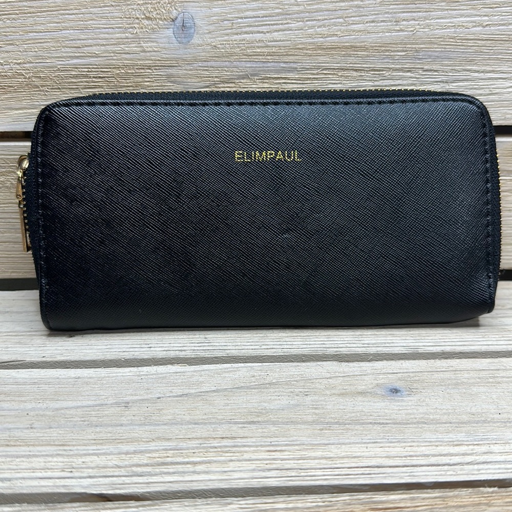 ELIMPAUL Black Vegan Leather Zip Wallet - Reduced shipping!